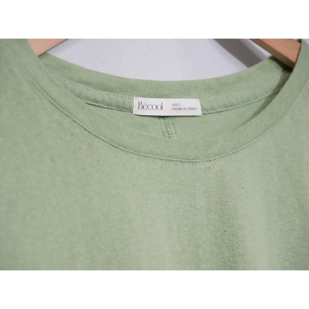 Becool T-Shirt Women Large Green Short Sleeve Crewneck Seam Back Rayon Blend - Picture 3 of 6